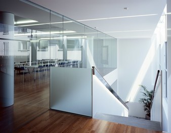 Volksbank Bludenz - staircase with view into conference room