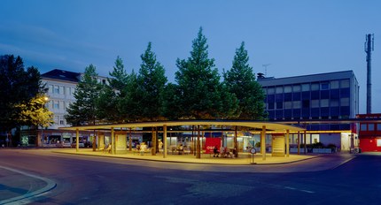 Bus Station Dornbirn - bus station at night