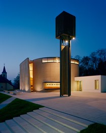 Church Oberrohrbach - square and bell tower at night