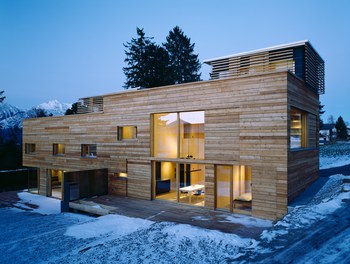 Duplex House Sistrans - west front at night