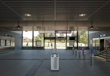 U2 Underground  Station Aspern - main space with ticket validation machine