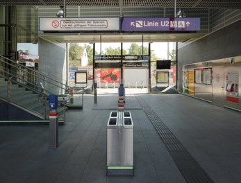 U2 Underground  Station Aspern - main space with ticket validation machine
