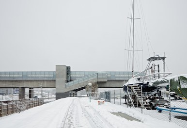 U2 Underground  Station Donaumarina - south facade in winter