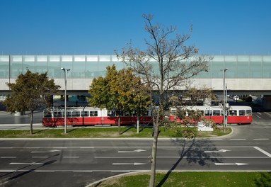U2 Underground  Station Donauspital - south facade with tram