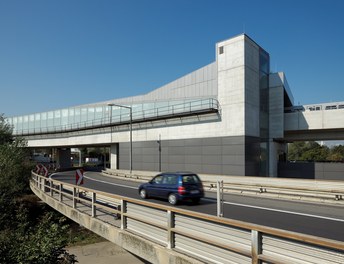 U2 Underground  Station Donaustadtbrücke - trains and cars