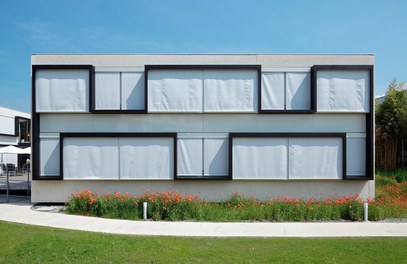 Social Center Klosterreben - south facade with closed shutters
