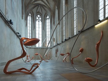 Dominikanerkirche - main space with exhibition Manfred Wakolbinger